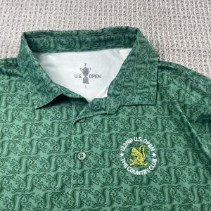 122nd US Open The Country Club Golf Polo Men's Large S/S Green Squirrel Pattern